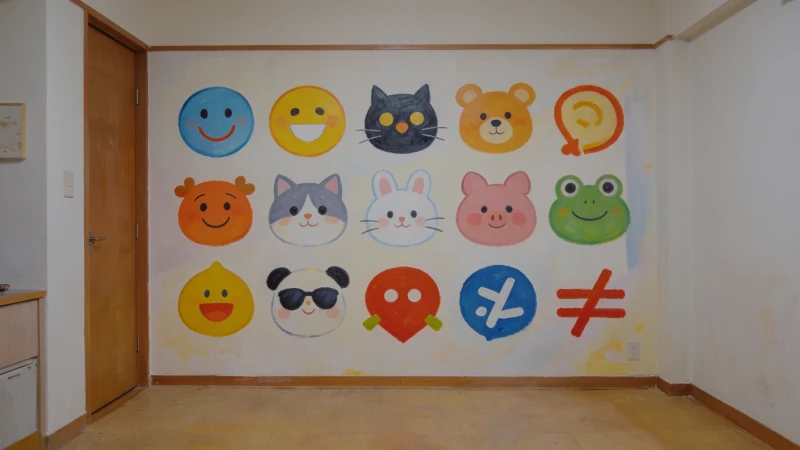 Colorful emoji symbols for art or messages