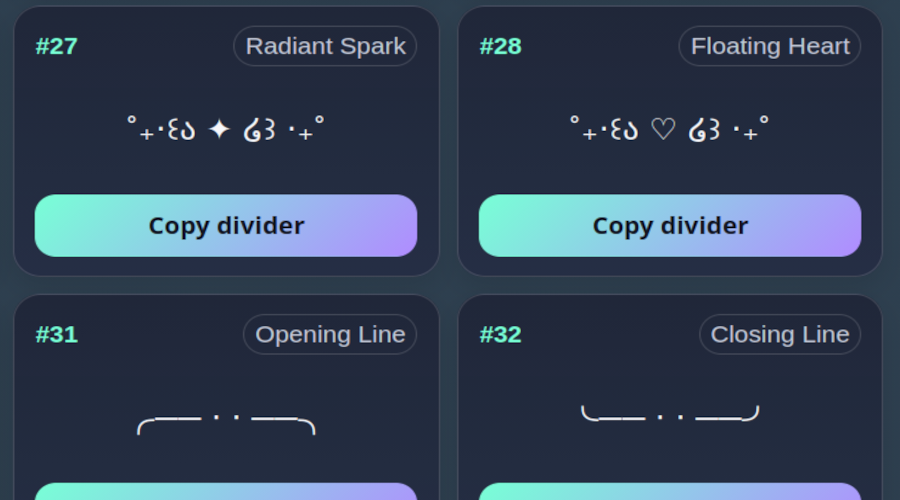 Creator Pack preview showing bio dividers