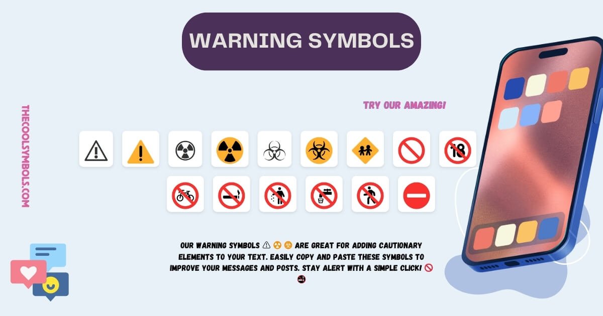 Warning Symbols ⚠️ | Copy & Paste Safety Icons